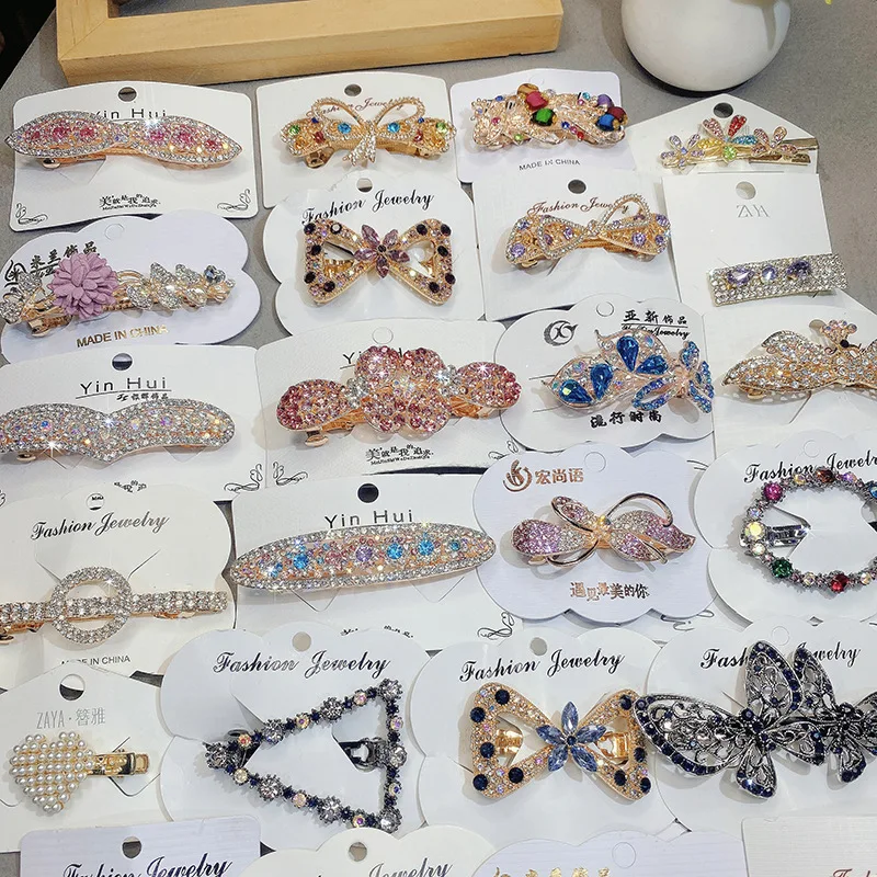 New Diamond Bow Spring Clip Headdress Hairpin Back Head Hair Accessories Top Clip Hairpin Wholesale