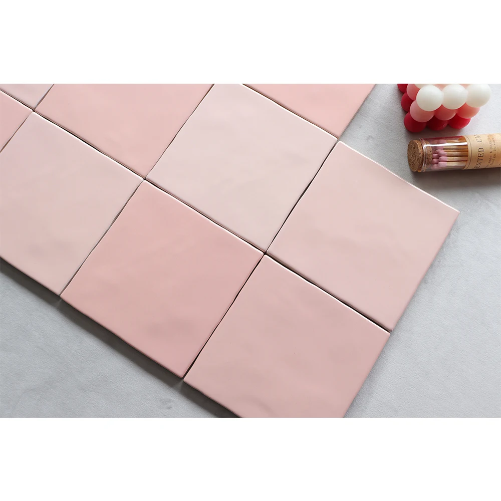 Modern Classic Pink Color Interior Decorative Wall Tiles Kitchen Floors Walls Antibacterial Heat Insulation Firebrick Functions