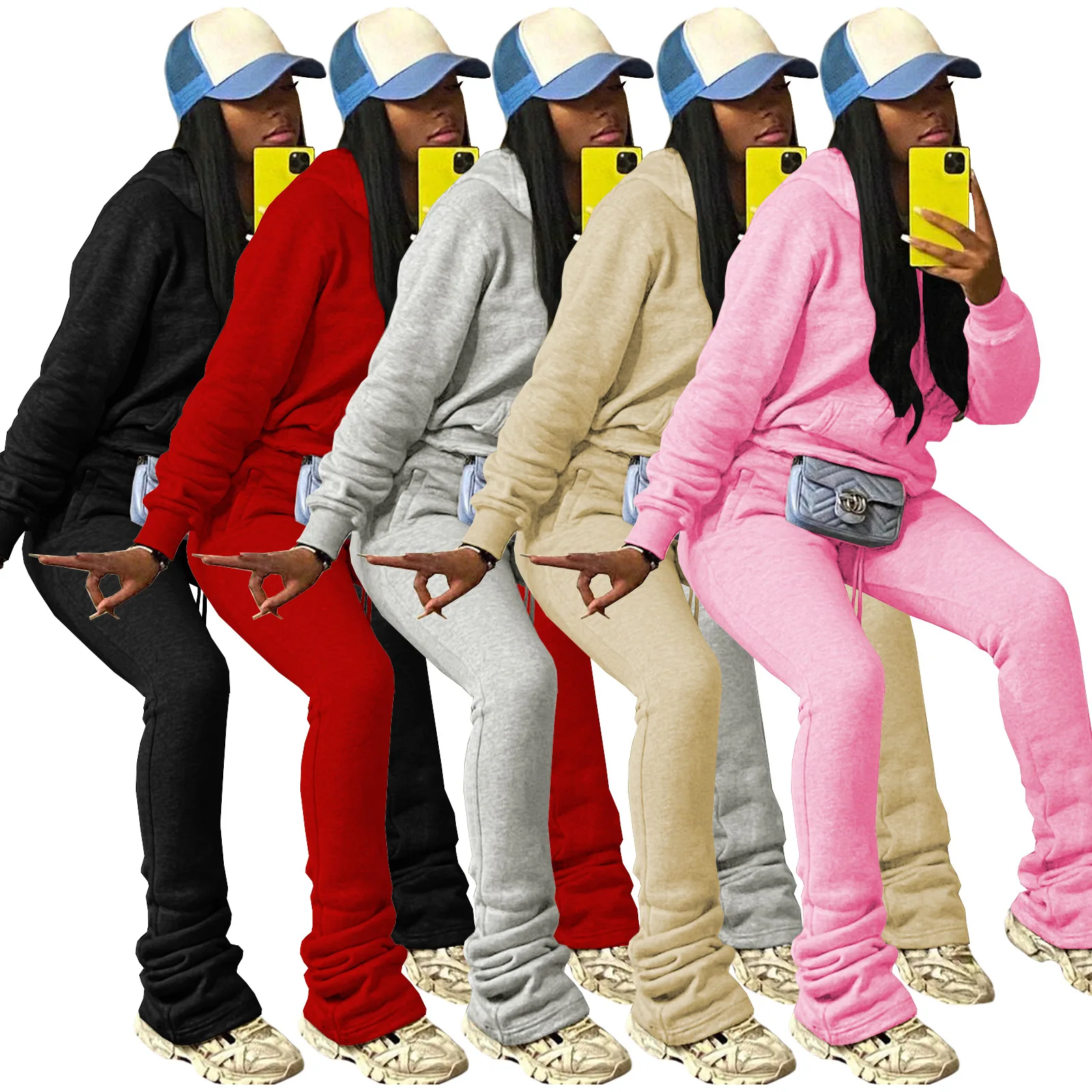 RUIQUWIN Custom Logo Winter Hoodies Sweatshirts Training Trousers Clothes 2 Pieces Set Women Tracksuit