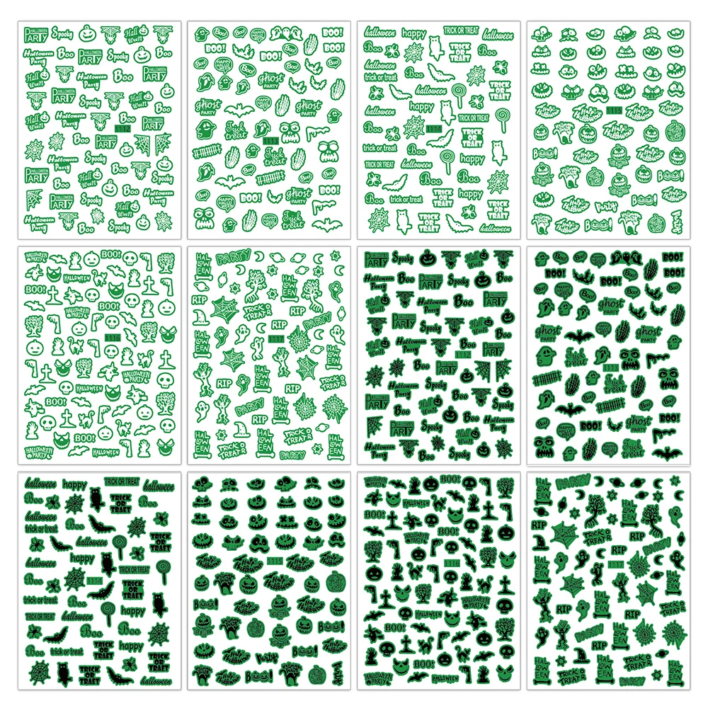 Fluorescence Nail Decoration Sticker Snowflake Skull Animals Pattern  Christmas Nail Stickers