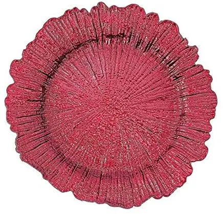 Round Reef Unique Plastic Dinner Plate Charger Vintage Christmas Wedding Party Dining Decorative Red Charger Plates On Sale