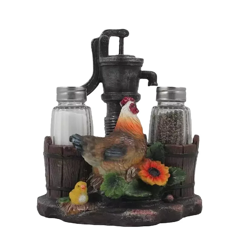 Rooster garnish pepper and salt seasoning rack