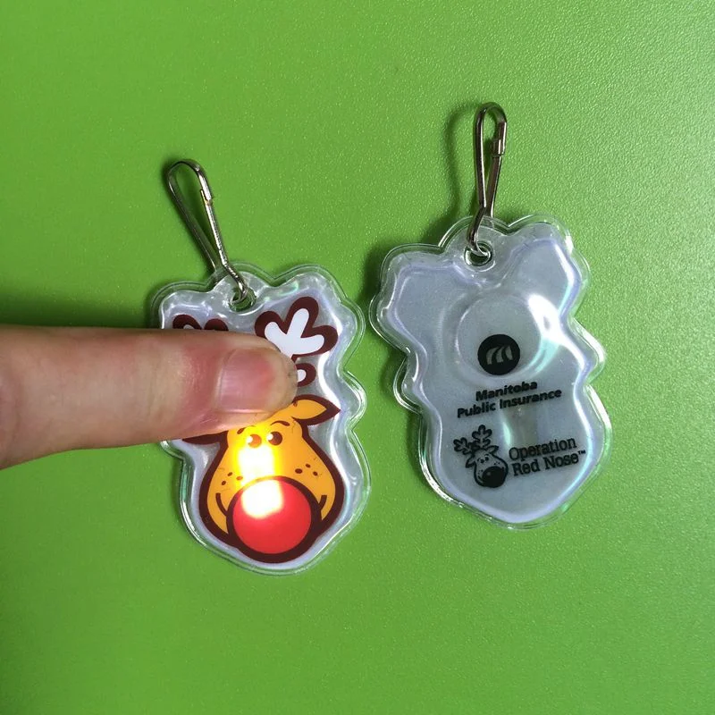 Custom Logo Printed Promotional Reflector PVC Reflective Keychain tag  Reflective Zipper Pull With LED Light