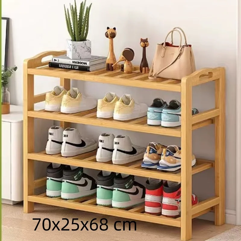 Customizable Wood Shoe Storage Rack Space-saving Home Wooden Bamboo Four-layers Simple Shoes Cabinets For Storaging Shoes