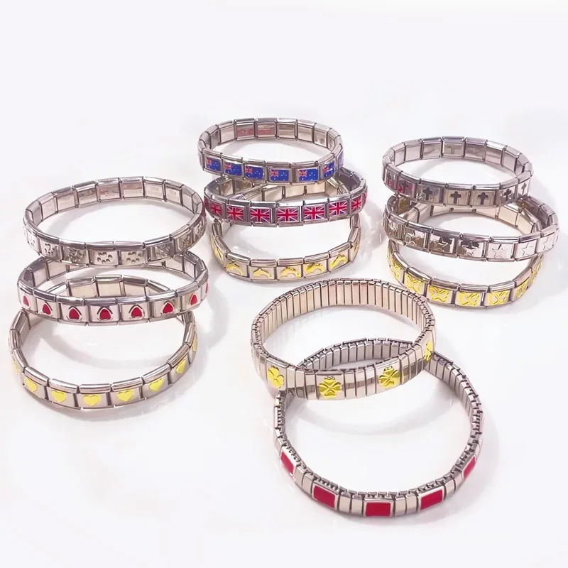 Personalized Waterproof Jewelry 2023 DIY Shiny Classic Stainless Steel Italian Charm Bracelet for Men Women