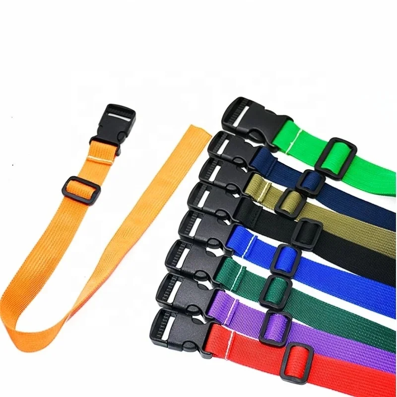 Logo custom personalised travel accessories color adjustable ribbon luggage strap belt