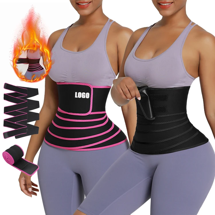 Custom Compression Women Slimming Wraps Belt Plus Size Slimming Waist Sweat Belt Private Label Bandage Tummy Wrap Waist Trainer