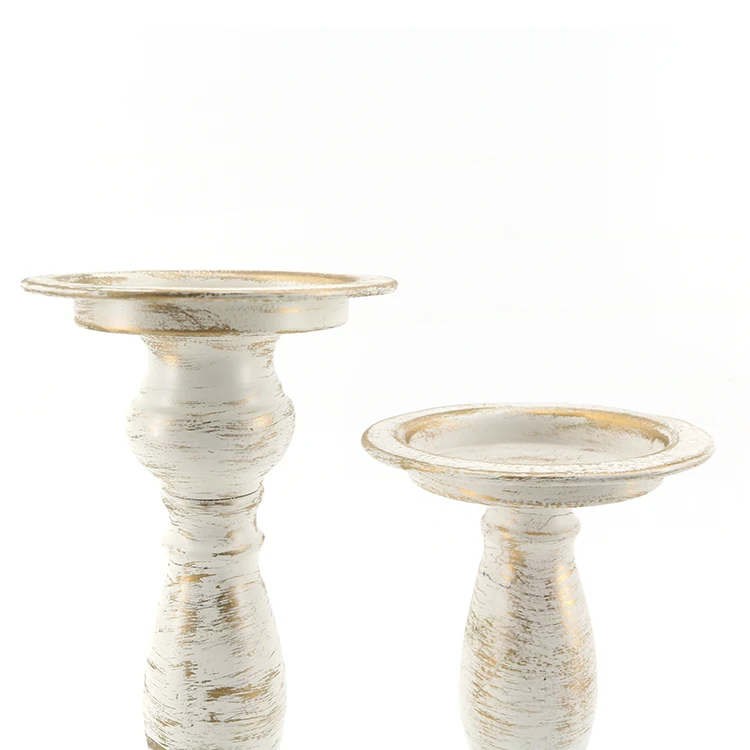 K&B high quality christmas iron metal pure white noble church prayer metal candlestick candleholder