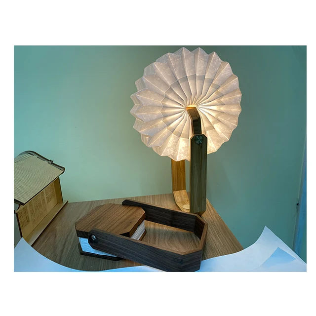 Designer design simple home camping portable folding paper hanging small lamp mini rechargeable led accordion light