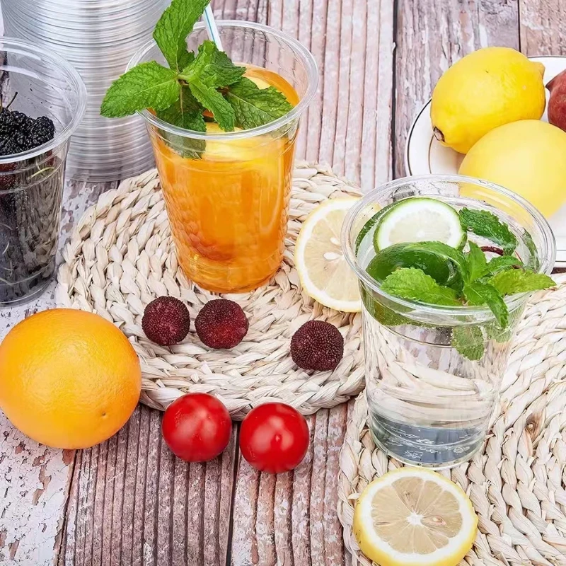 7 8 9 10 12 16 20 oz disposable plastic pet cup with dome flat lid straw supplier manufacturer wholesale custom logo clear cups