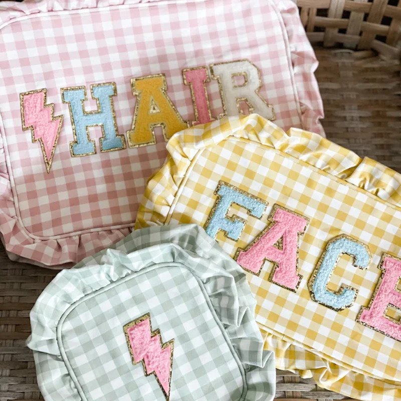 Ruffle Customized Cosmetic Makeup Bag Wholesale Travel Bag Personalized Cosmetic Bag