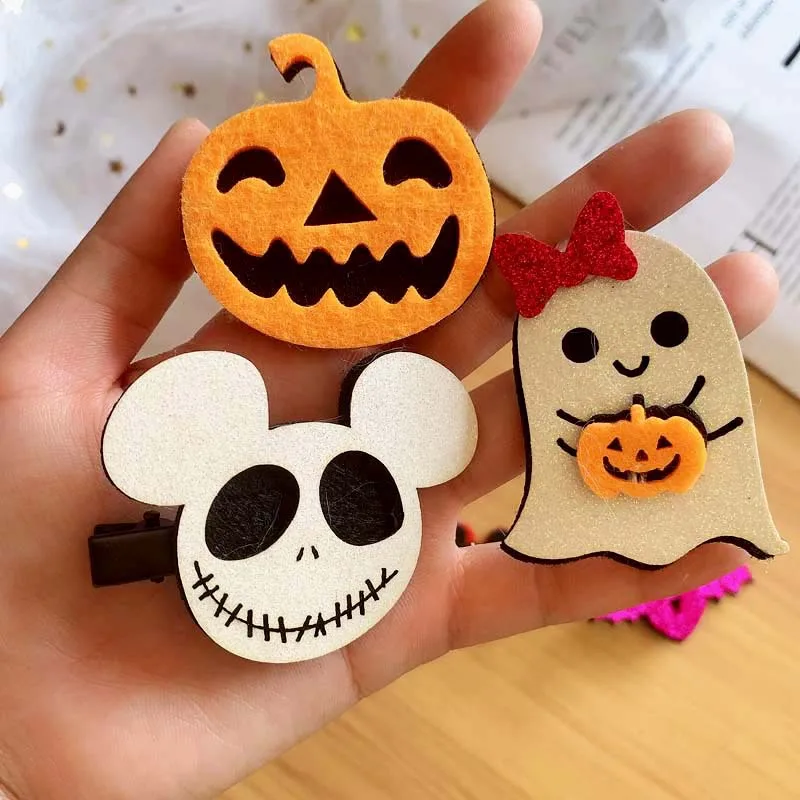 2024 Halloween Bat Ghost Wizard Hat Hairpin Handmade Pumpkin Skull Hairpin Hair Accessories