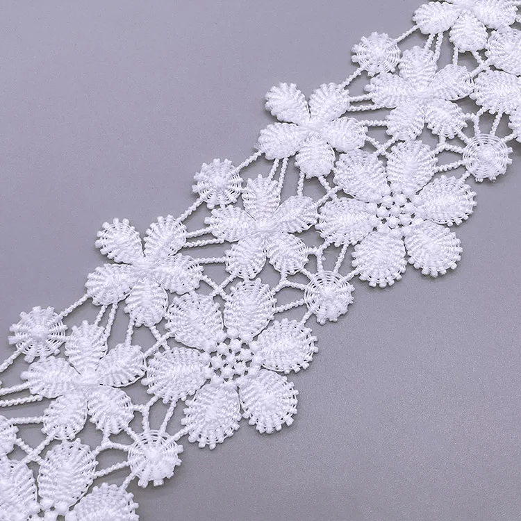 6 см в ширину красивая белая вышитая кружевная ткань ромашки 3d Цветы лента для платья воротника Шляпы Головной убор шитье Отделка Декор