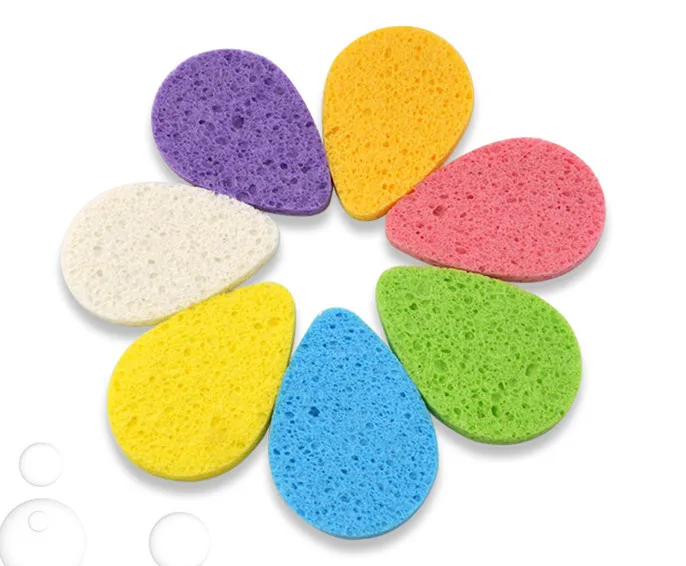 Hot Sale Water-drop Shape Natural Cellulose Sponge Natural Wooden Pulp Material Kitchen Cleaning