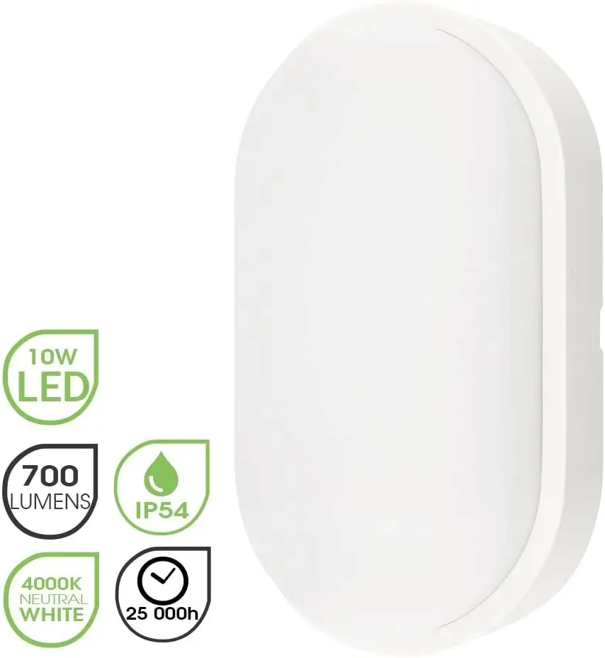 Светодиодные наружные Настенные светильники пластиковые IP54 LED 6 8 12 18 24 Вт круглые и овальные водонепроницаемые для сада гаража