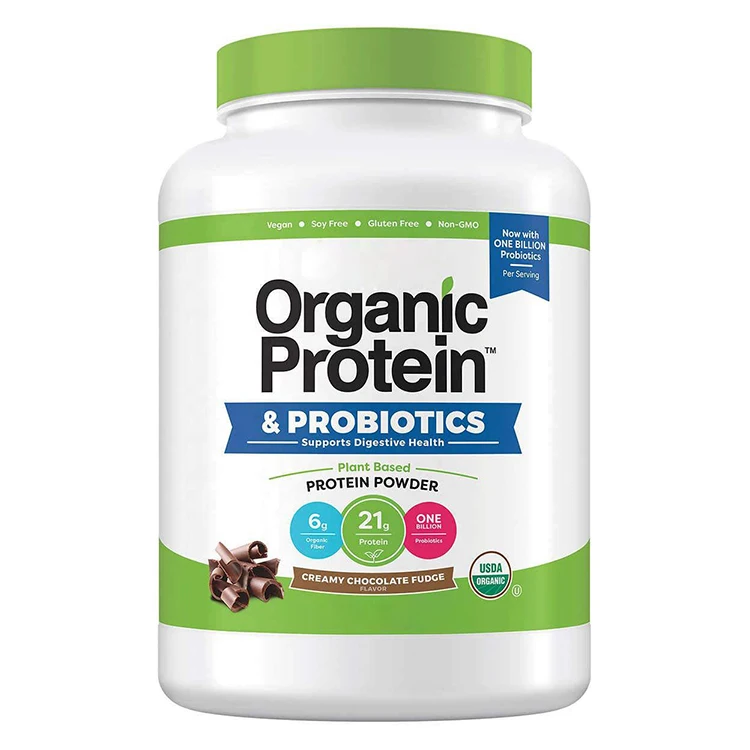 Wholesale Private Label  Green Organic Vegan Plant Based Rice Pea Probiotics Protien Supplement Protein Powder