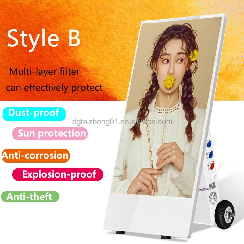 43 Inch Waterproof Sun Readable Tv Kiosk Ip65 1500 Nits Advertising Battery Outdoor Totem Screen Lcd Portable Kiosk Touch Kiosk