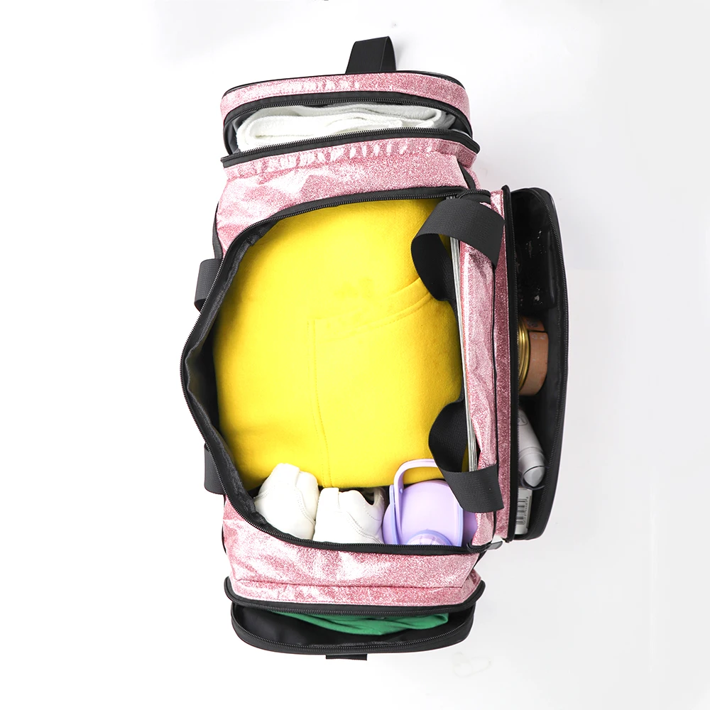 Wholesale spend a night bag overnight bling duffle handbag dry and wet Travel private label luxury glossy women spennanight bag