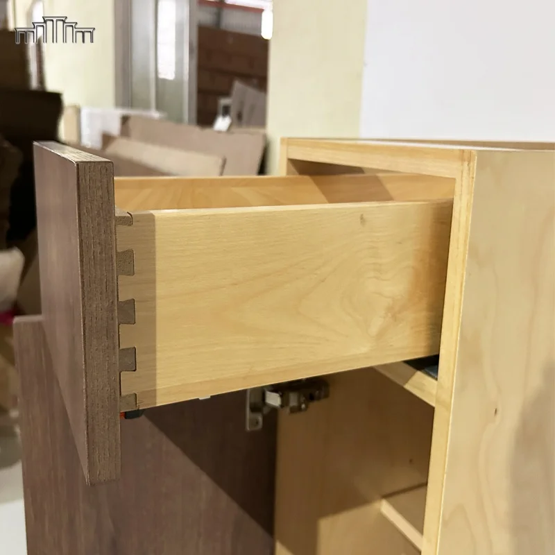 Modern European Style Frameless Structure MDF Veneer/Melamine Cabinets Slab Door Kitchen Base Cabinets for American Apartment