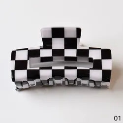 Elegant rectangle 8cm Acrylic Hair Jaw Claw checkerboard Clip