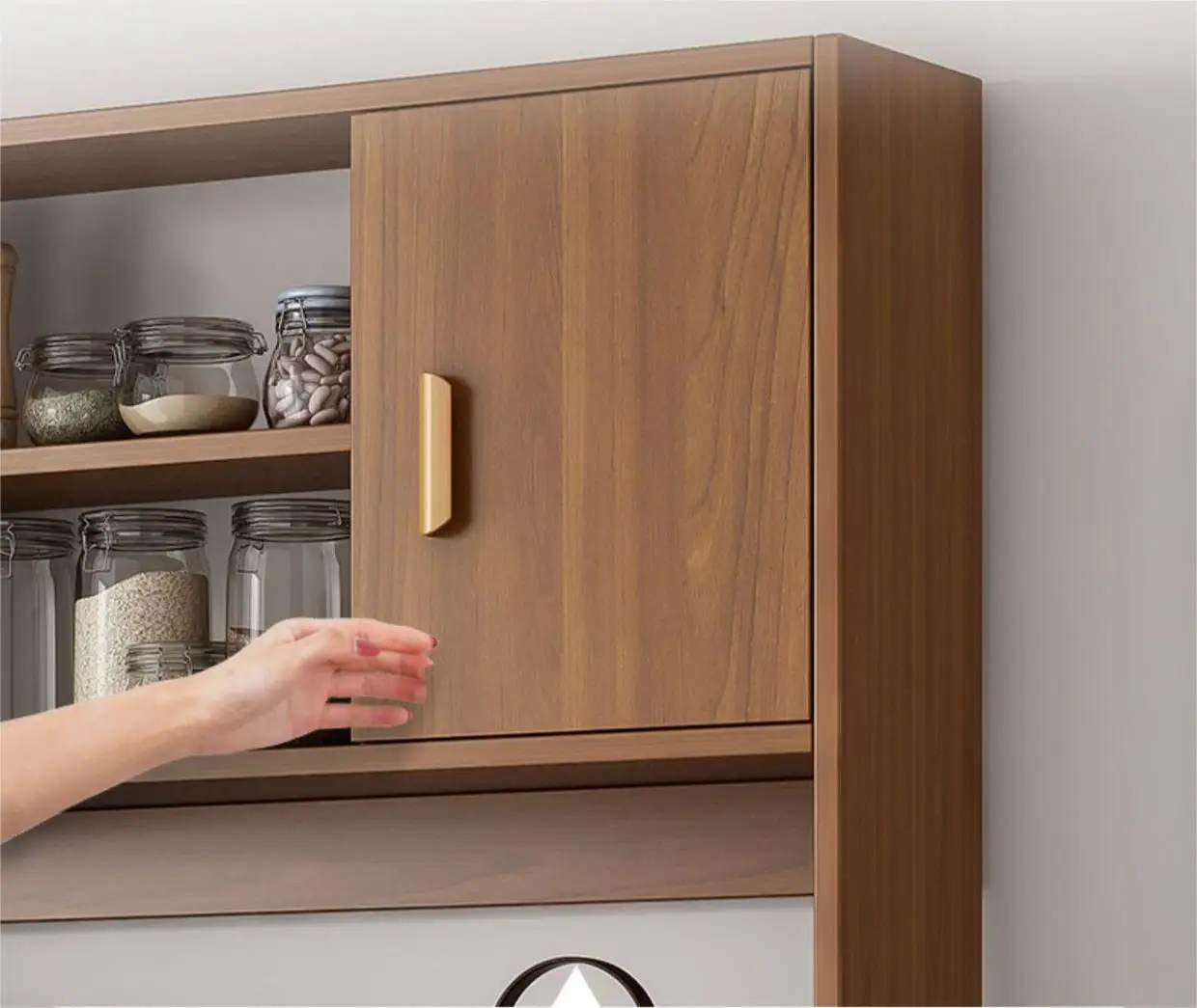 Kitchen Buffet Cabinet Farmhouse Modern Storage Cabinet with Sliding Doors and Shelf Wood Narrow Sideboard Cabinet Dining Room