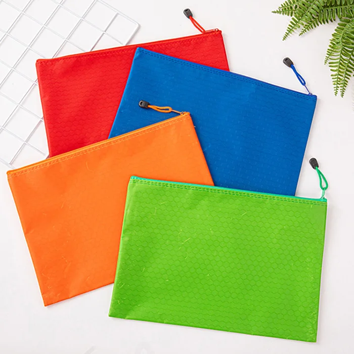 custom logo A4 file folder bag blanks office supplies zipper document holder organizer