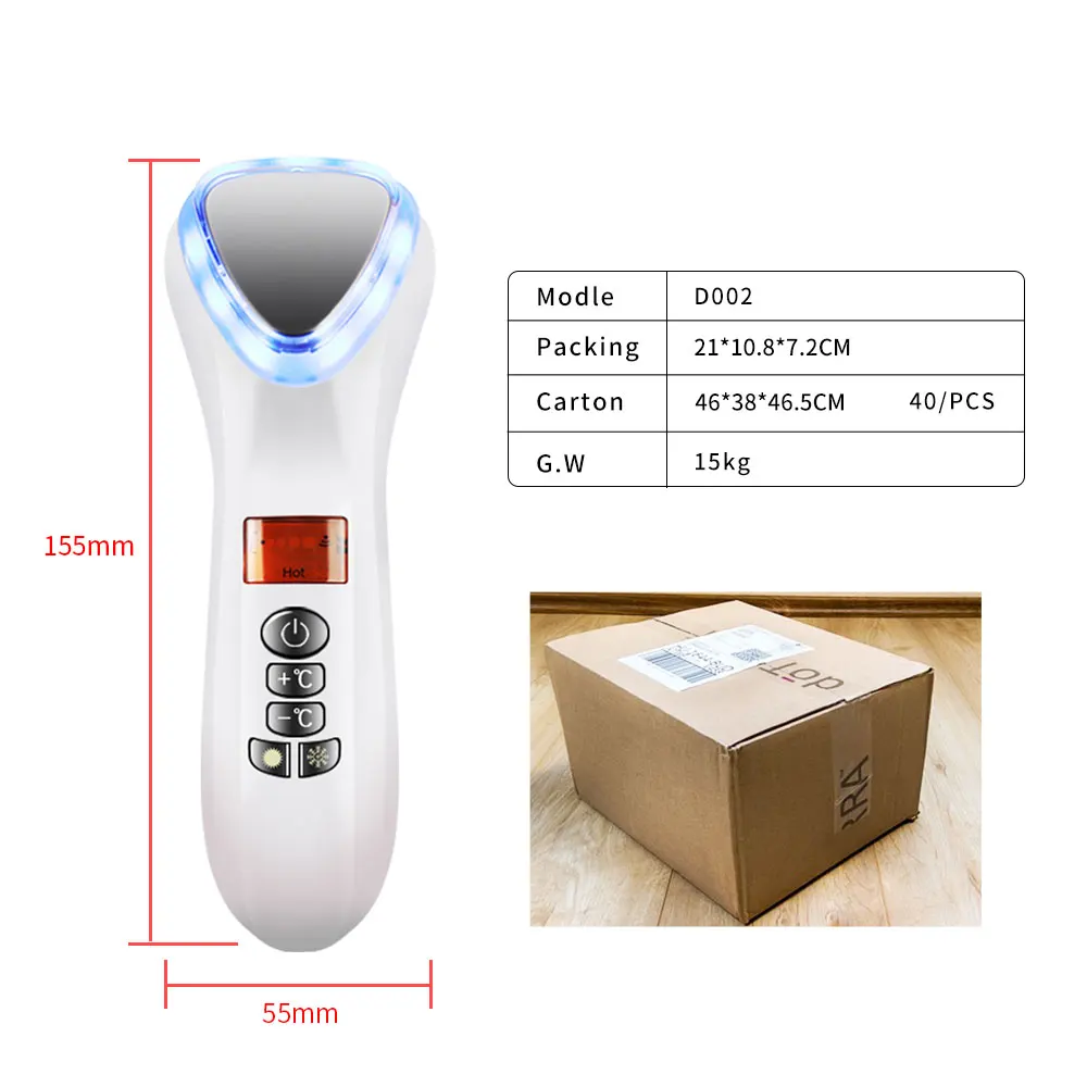 Home use red light therapy beauty product facial lifting skin care tool  remove make up acne treatment hot cold face massager