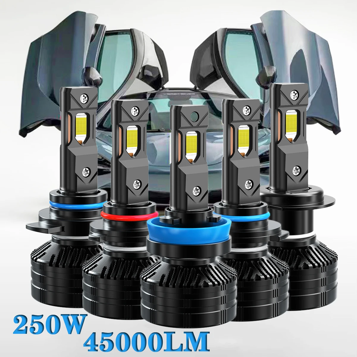 Светодиодная лампа H7 250 Вт 6300K 45000 люмен сверхъяркая 4575 CSP чипы комплект для преобразования запасные Противотуманные фары автомобильные аксессуары