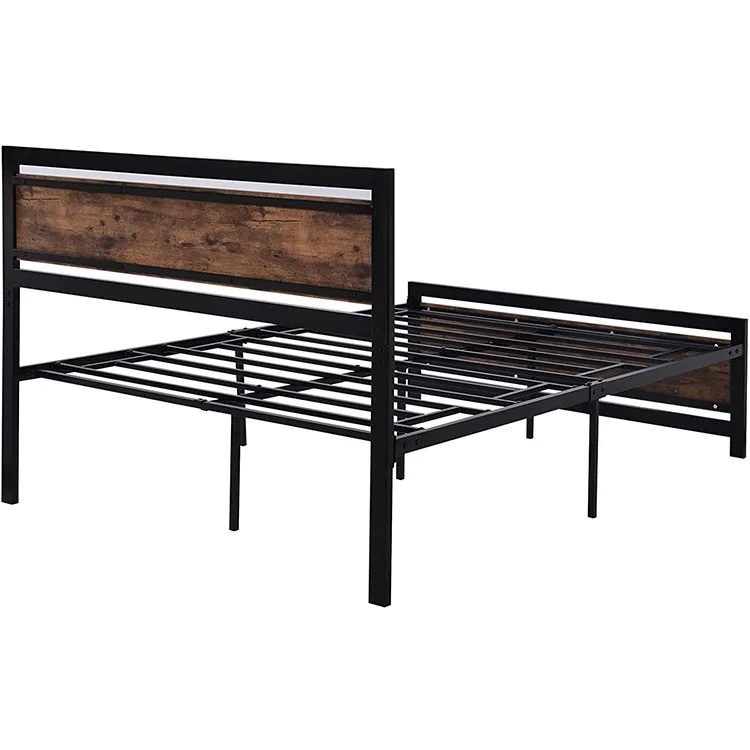 Kainice Wholesale Black Metal Bed Wooden High quality Bed Frame With Bedroom Furniture