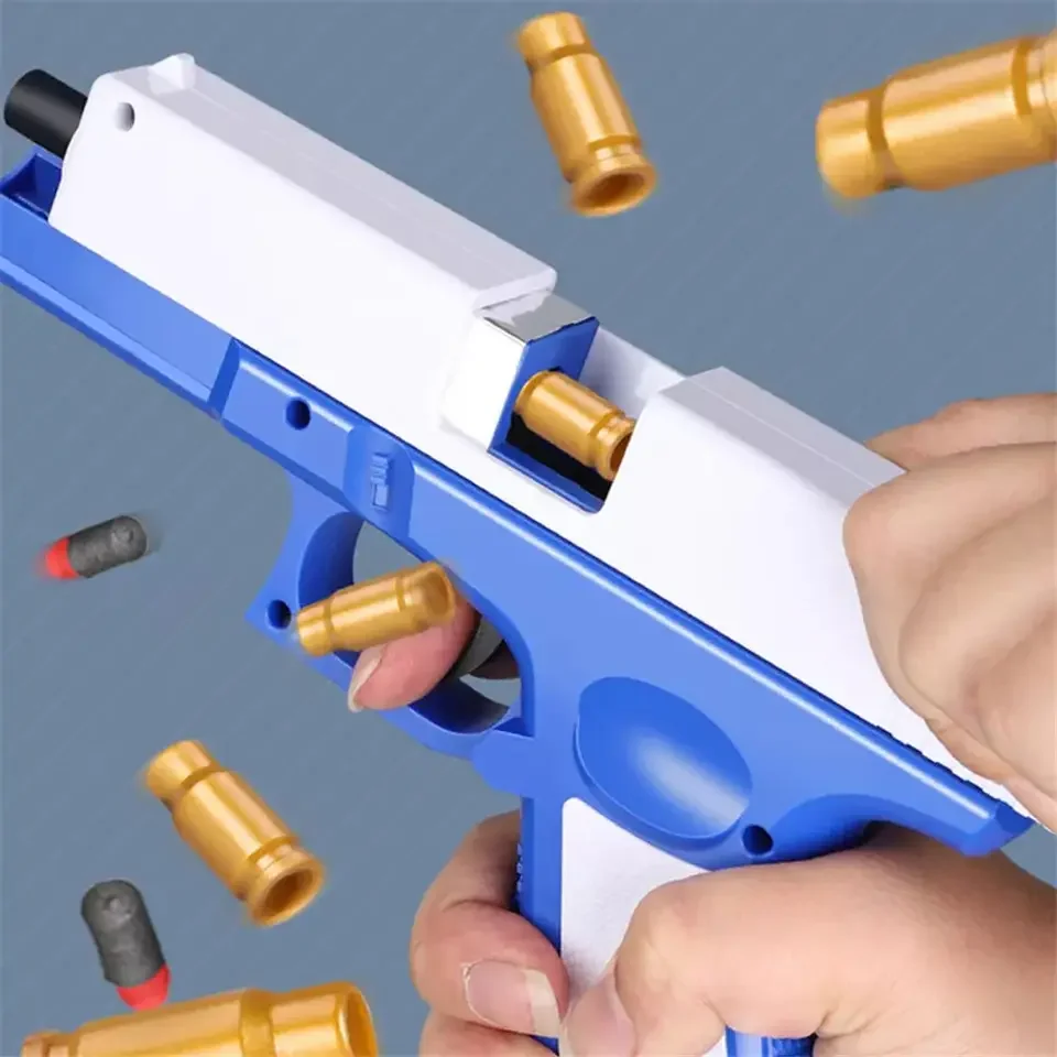 toy bb gun with soft bullets educational toys gifts for kids boys girls adults plastic shell ejecting laser glock toy gun