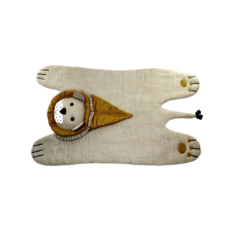 bedside rug Animal Shaped Handmade Lion Round Rug  Animal Shaped Rugs - Lion
