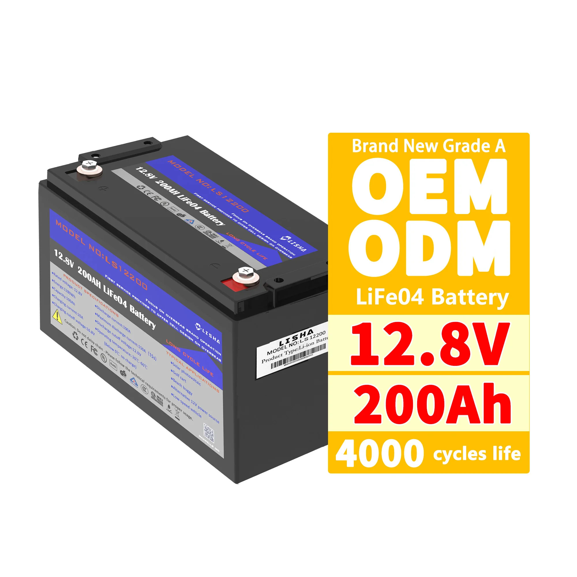 Lisha Good Selling High Quality 12.8V 200Ah LiFePO4 Battery Lithium Ion Battery for Power Battery/Energy Storage