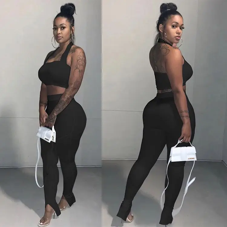 
New Arrivals High Quality Women Fashion Clothing 2021 Spring Solid Color Two Piece Set Crop Top 2 Piece Set New Arrivals High Quality Women Fashion Clothing 2021 Spring Solid Color Two Piece Set Crop Top 2 Piece Set 