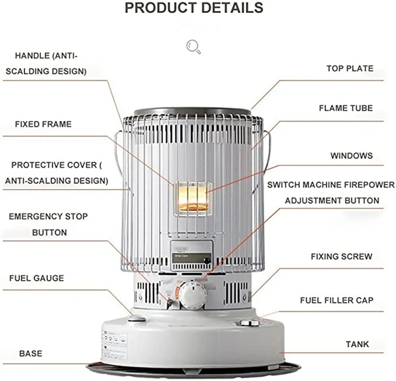 Heater Outdoor White Portable Kerosene Heater Stove 6.66kw with Kerosene Stove Burner for Camping