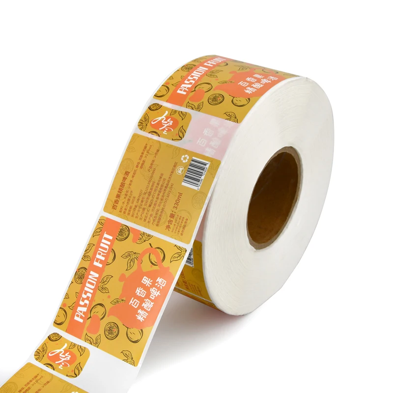 High Quality Custom Vinyl Roll Glass Beer Bottle Sticker Waterproof Packaging Printing Labels Logo Beverage Wine Cosmetic Sheets