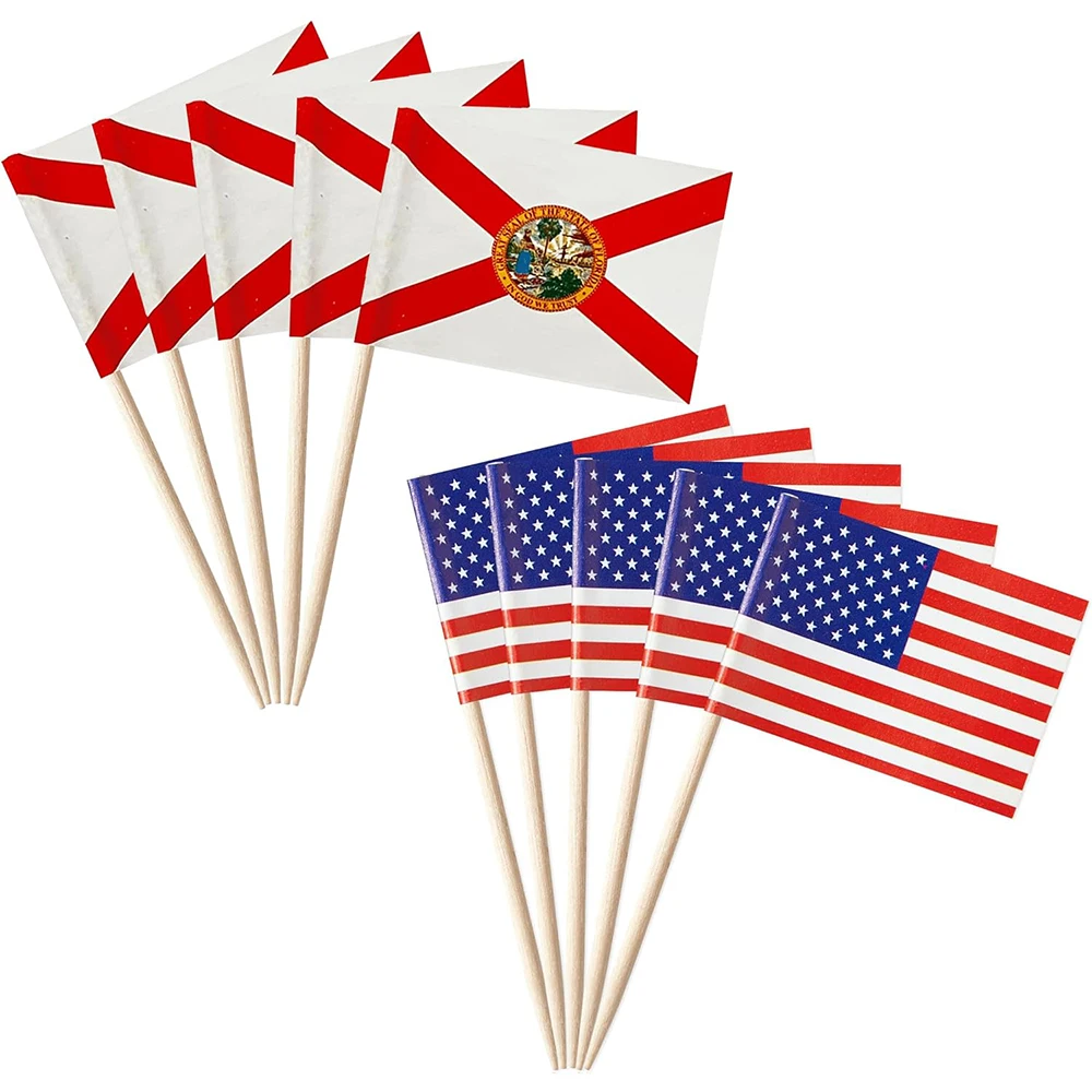Custom party cake decor wooden mini tooth pick stick flag 2.5x3.5cm