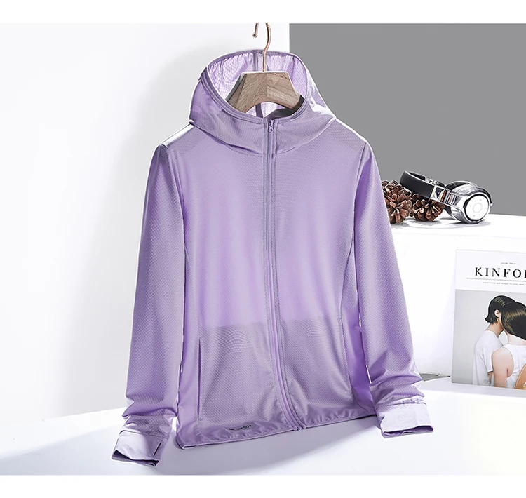 Куртка женская Солнцезащитная с капюшоном, верхняя одежда с защитой от ультрафиолета UPF 50 +, для бега, походов, летняя