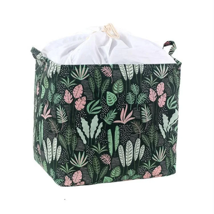 Drawstring Nursery Storage Basket Kid Baby Storage Organizer for Clothes Storage Container Large Cotton Rope Laundry Hamper Bins