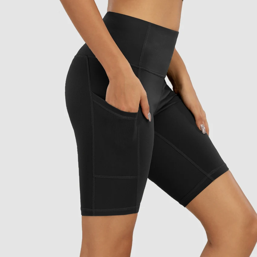 Женские велосипедные шорты Alfa с высокой талией мягкие леггинсы из спандекса для бега и занятий спортом карманами на лето