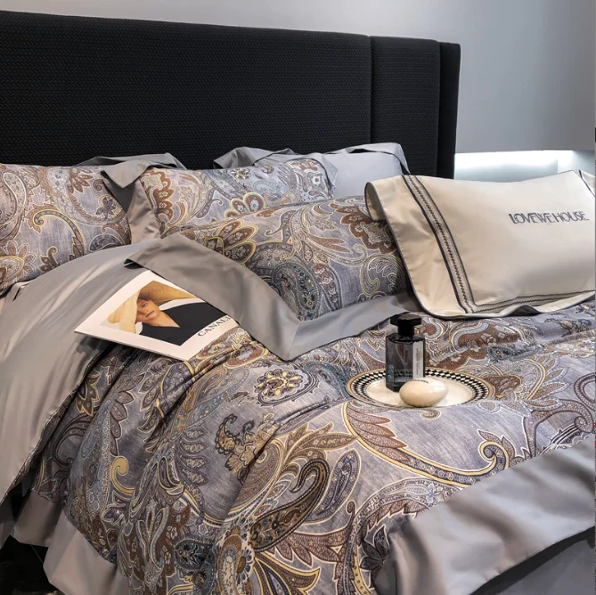 Luxury Tencel Bedding Set Bedsheet Collection - High Quality 4pc Cotton Cartoon 60 Modern Comforter Set 100% Cotton Sanding Fall