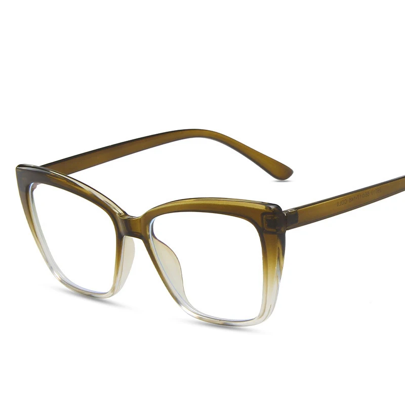 2023 new fashion glasses frame women blue light blocking glasses cat eye flat mirror European and American ins net red big frame