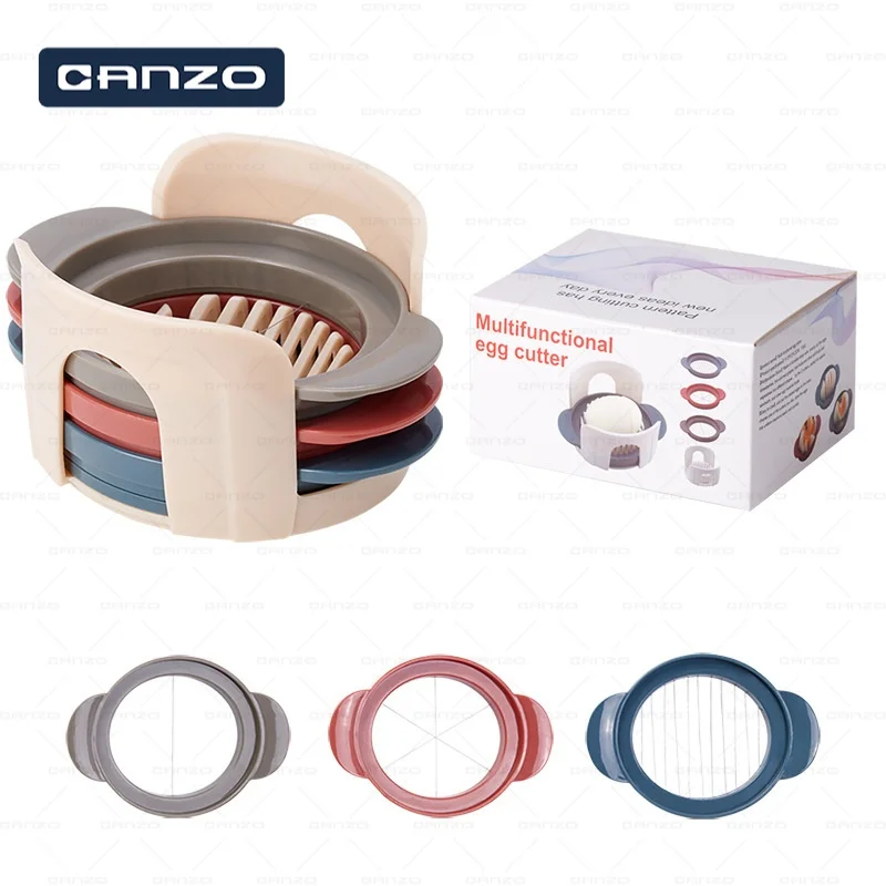 ODM OEM 3 In 1 Kitchen Gadgets Colorful Egg Slicer Plastic Slicer for Boiled Eggs With Stainless Steel Wires