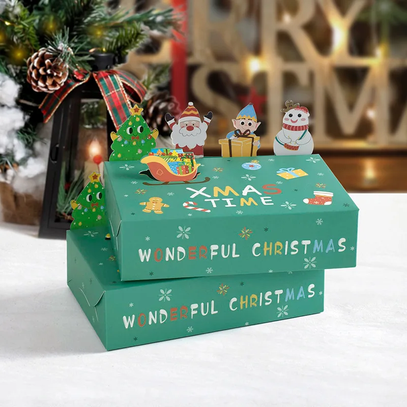 Luxury 10PCS/bag Three-dimensional animal cute candy cookie folding box Christmas gift wrapping paper gift box