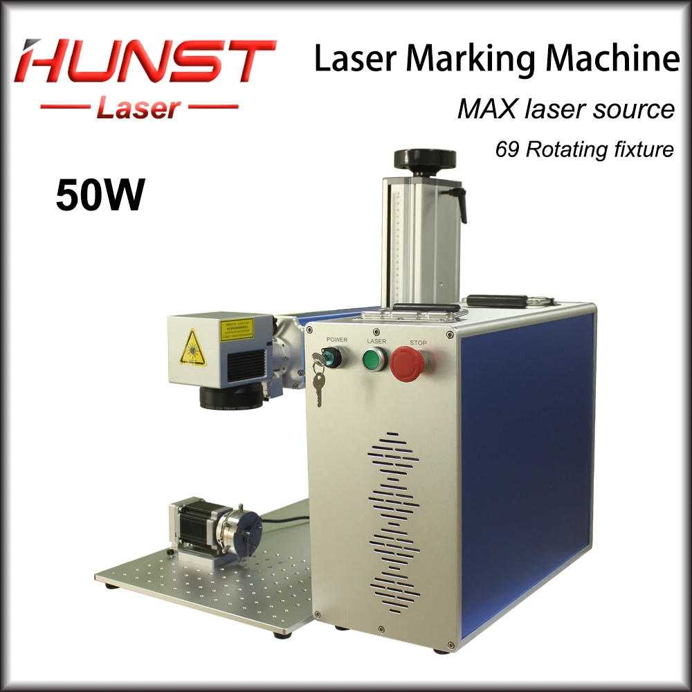 Hunst 20W 30W 50W Fiber Laser Marking Machine Raycus 100*100mm-300*300mm Working Area for DIY Marking Metal Stainless Steel