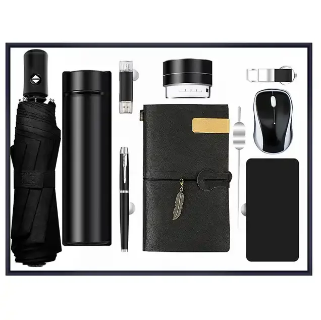Wholesale Business Gift Set A5 Notebook Umbrella Thermos Flask USB Flash Drive Audio Mouse Pen Charging Bank