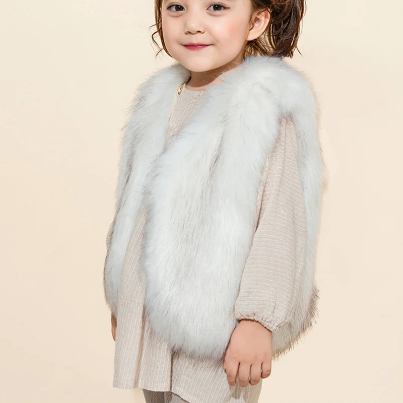 Зимнее длинное пальто для девочек, детский жилет из искусственного меха, Детское пальто, бархатная Толстая теплая удобная жилетка