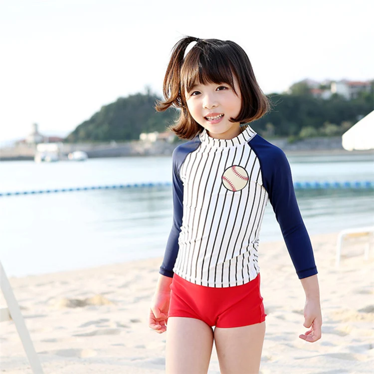 long sleeve two piece swimwear swimsuit for kids children swimwear girls