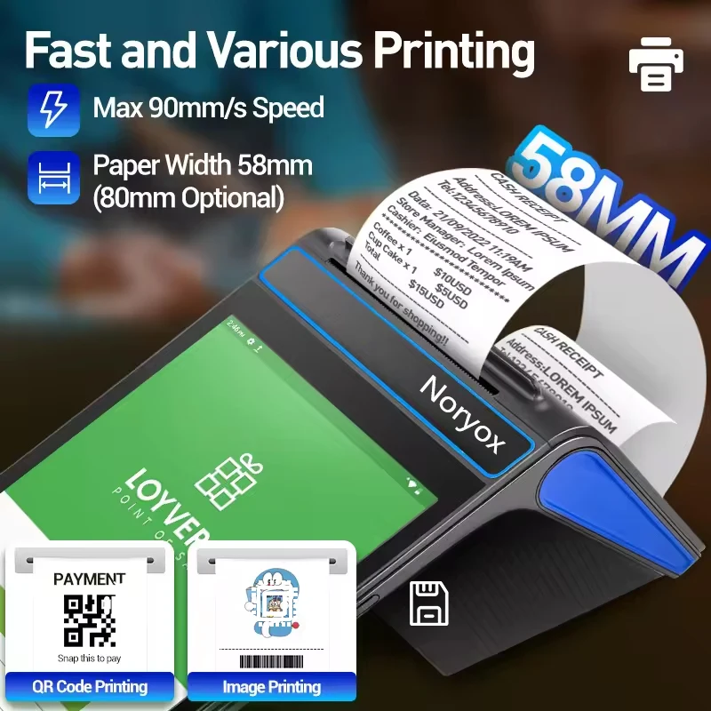 Noryox nb80 NB80R 8-дюймовый Android 13 NFC Pos терминал автобусная карта QR считыватель билетов машина с термопринтером 80 мм