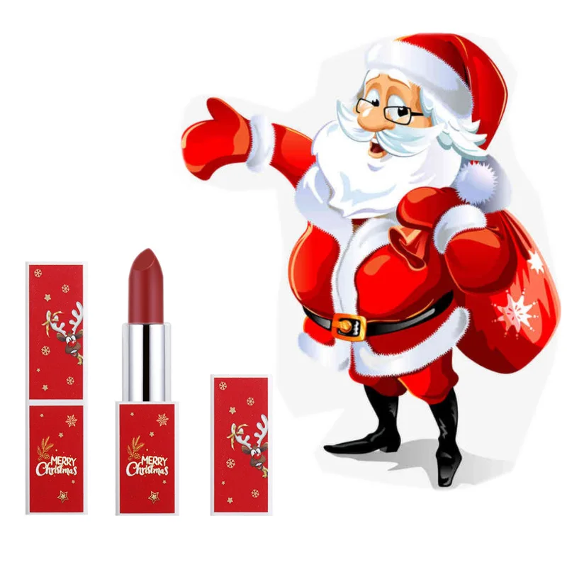 High Quality New hot lovely Christmas lipstick 12 colors 3D magnetic buckle matte lipstick lip make up for Christmas gift