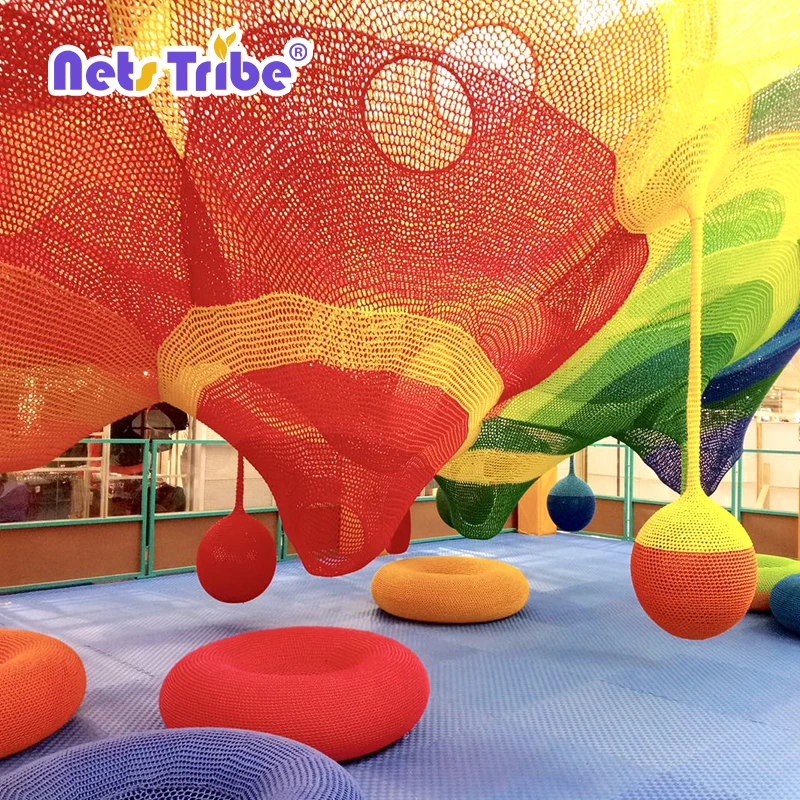 Handmade Crochet Rope climbing Net Play ground for kids amusement equipment indoor slides